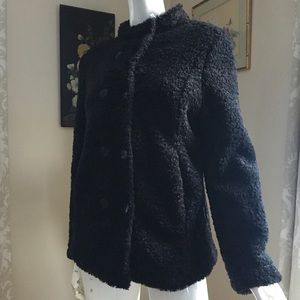 Black shag fleece pea coat by Black Diamond